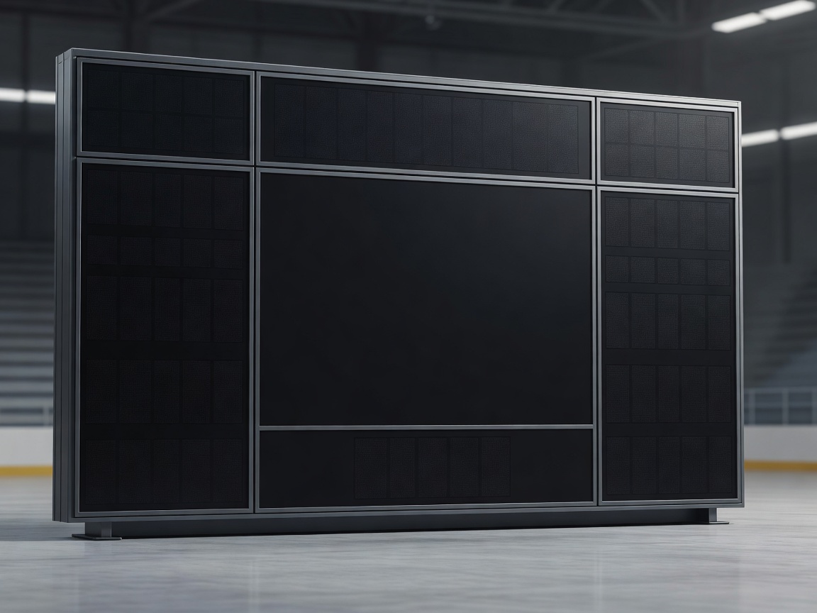 Blank scoreboard rendered in soft light, waiting for a result